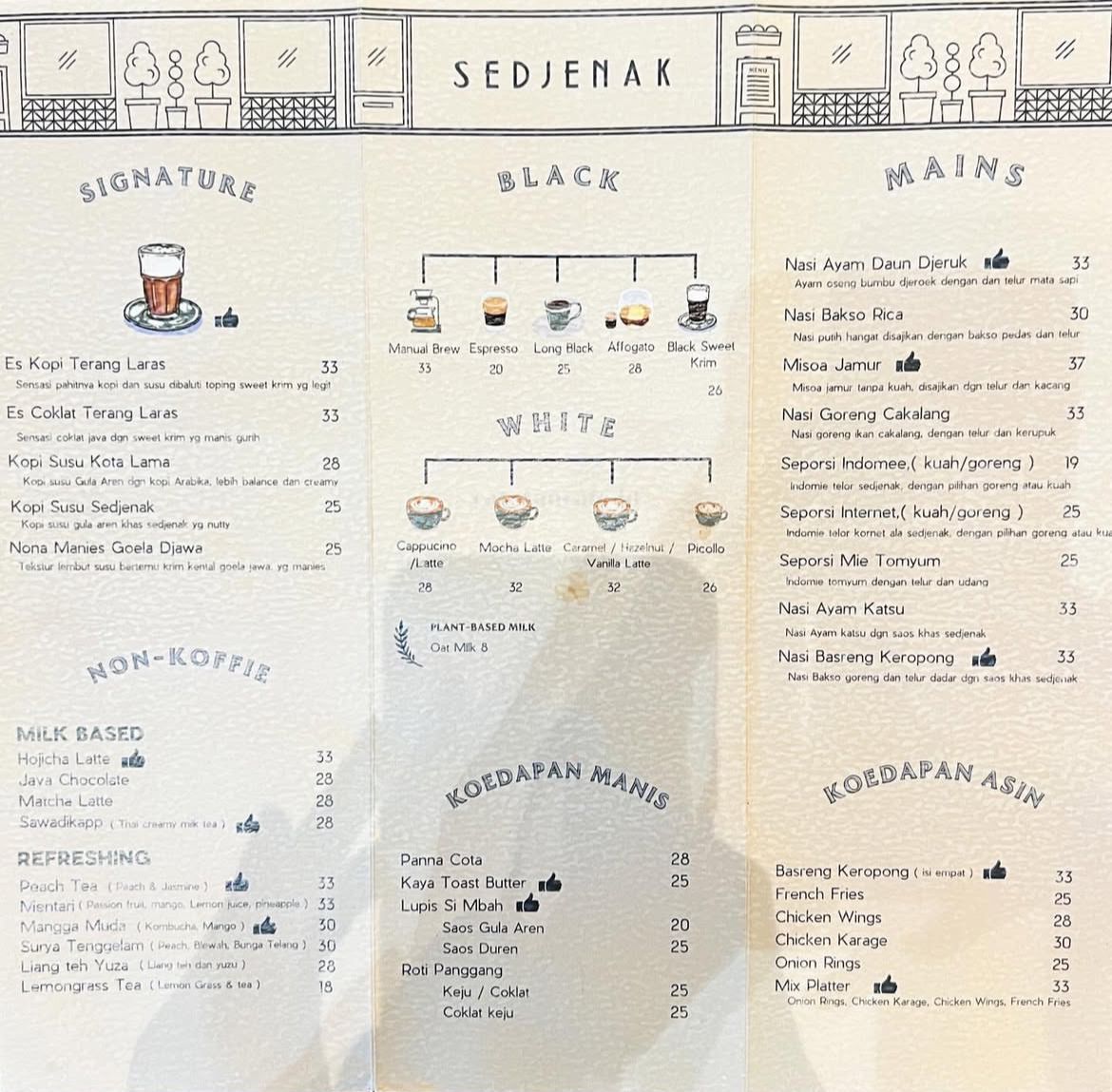 menu sedjenak koffie
