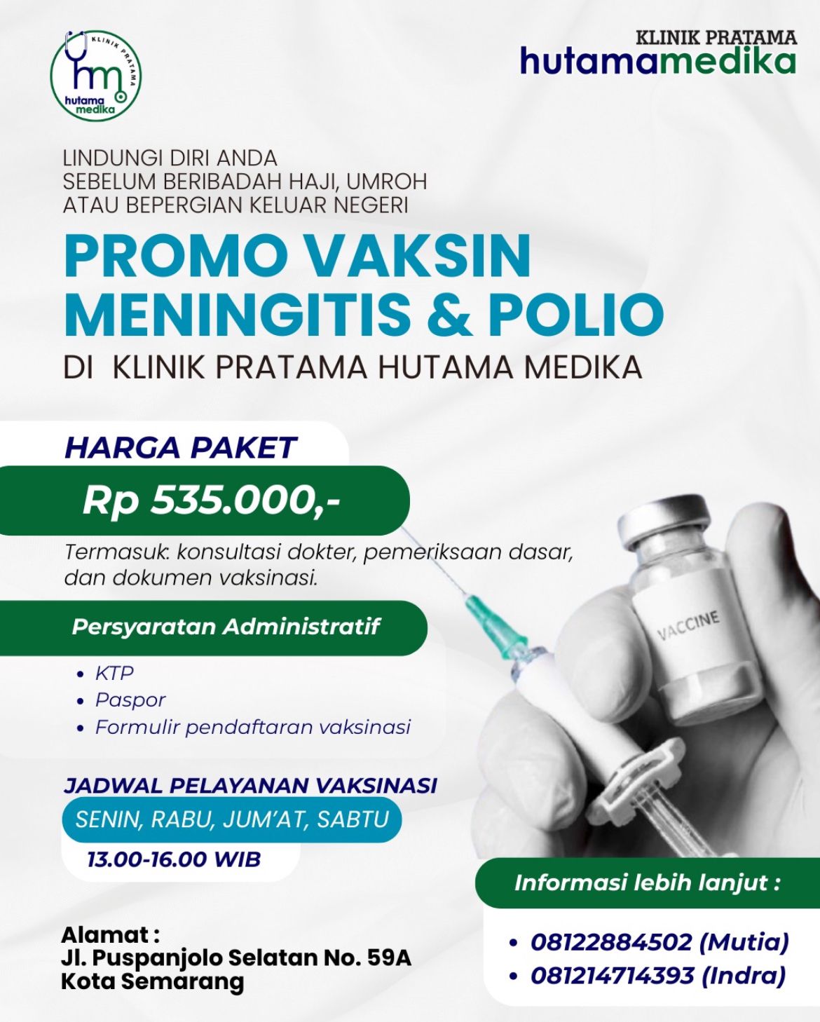 promo vaksin meningitis dan polio klinik hutama medika